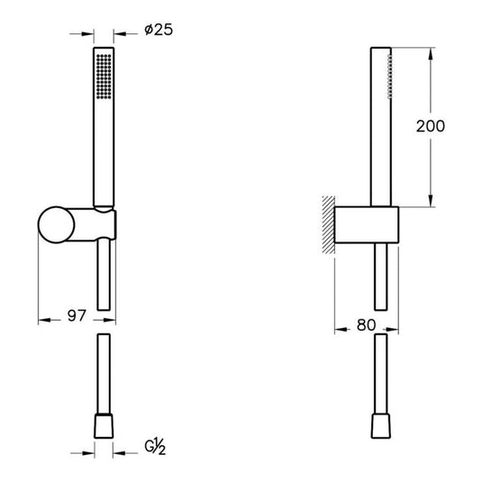 VitrA Origin Hand Shower | Matt Black | A4554336WTC - Envy Bathrooms Ltd