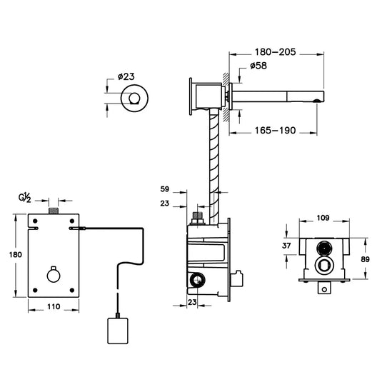 Vitra Origin Infra-Red Main Operated Touch Free Long Basin Mixer Tap - Copper - Envy Bathrooms Ltd