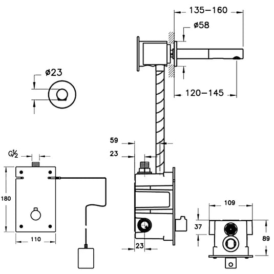 Vitra Origin Infra-Red Main Operated Touch Free Short Basin Mixer Tap - Copper - Envy Bathrooms Ltd