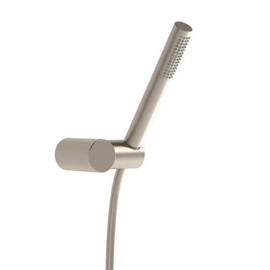 Vitra Origin Pure Round Shower Handset with Wall Bracket - Brushed Nickel - Envy Bathrooms Ltd