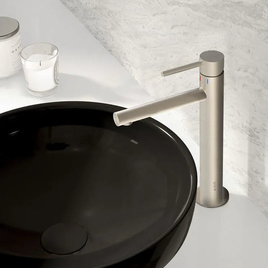 VitrA Origin Tall Basin Mixer - Brushed Nickel - A4255734VUK - Envy Bathrooms Ltd