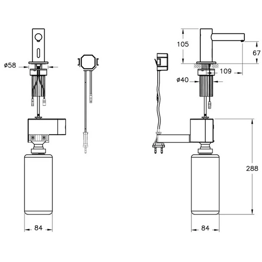 VitrA Origin Touch Free Short Soap Dispenser (Battery) - Brushed Nickel - A4475834 - Envy Bathrooms Ltd
