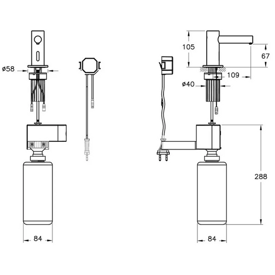 VitrA Origin Touch Free Short Soap Dispenser (Mains) - Matt Black - A4469936WTC - Envy Bathrooms Ltd