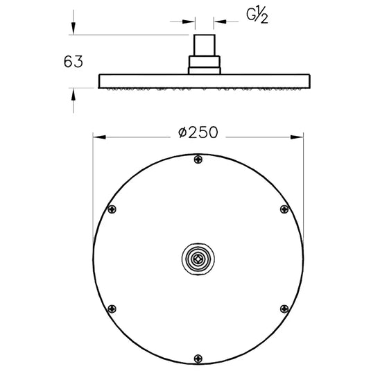 Vitra Origin Vichy XL Round Fixed Shower Head 250mm Wide - Copper - Envy Bathrooms Ltd