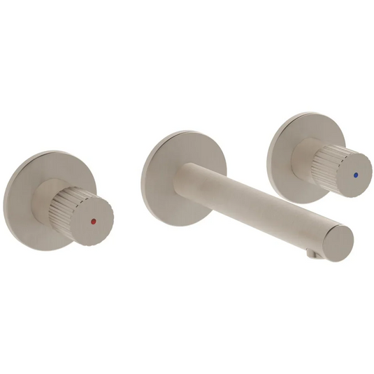 VitrA Origin Wall Mounted 3-Hole Basin Mixer - Brushed Nickel - A4258234 - Envy Bathrooms Ltd