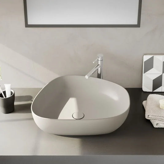 VitrA Outline 570x450mm Recycled 0TH Basin Only - Matt Taupe - 7991B066-0016 - Envy Bathrooms Ltd