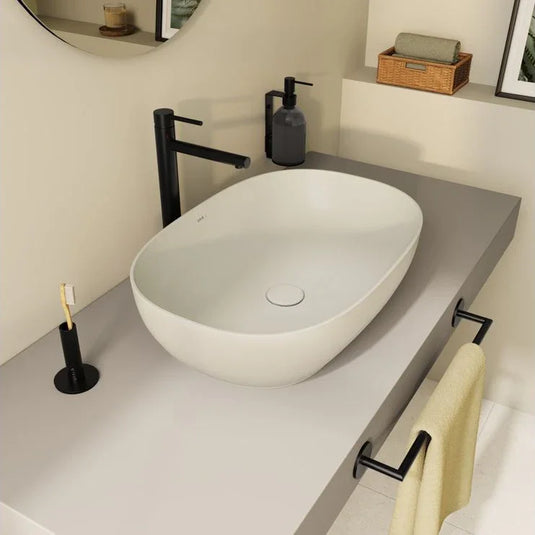 VitrA Outline 595x410mm Recycled 0TH Basin Only - Matt Taupe - 7995B066-0016 - Envy Bathrooms Ltd