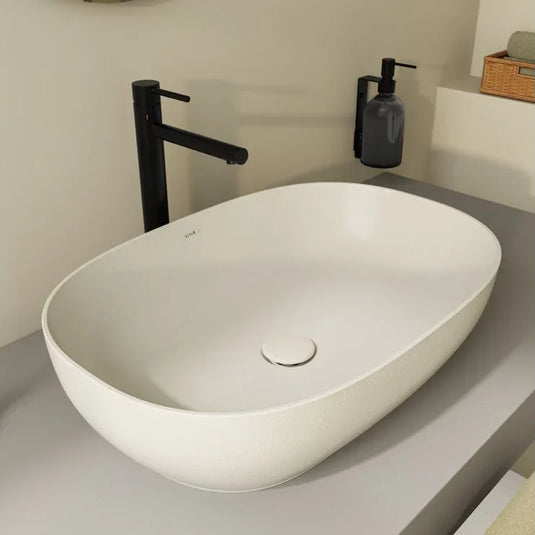 VitrA Outline 595x410mm Recycled 0TH Basin Only - Matt Taupe - 7995B066-0016 - Envy Bathrooms Ltd