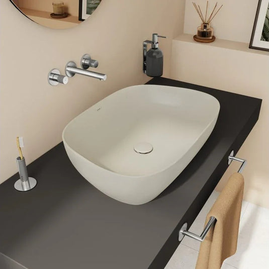 VitrA Outline 630x420mm Recycled 0TH Basin Only - Matt Taupe - 7993B066-0016 - Envy Bathrooms Ltd