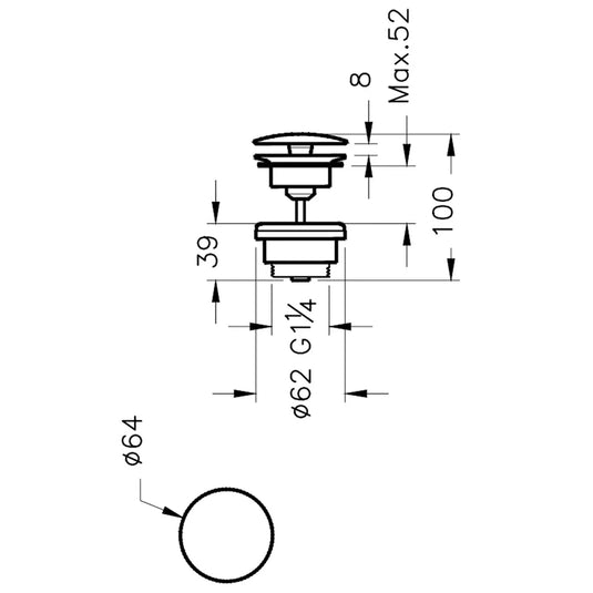 Vitra Push Open Basin Waste Set - Brushed Nickel - Envy Bathrooms Ltd