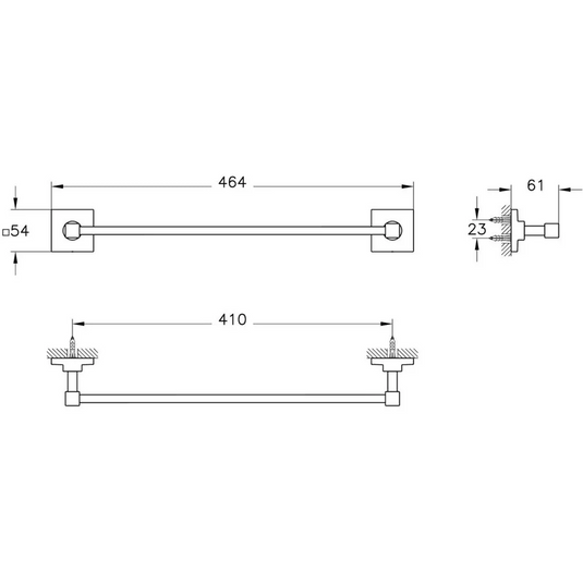 VitrA Root 40cm Towel Rail - Matt Black - A4480936 - Envy Bathrooms Ltd