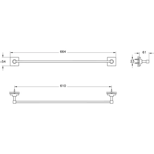 VitrA Root 60cm Towel Rail - Chrome - A44810 - Envy Bathrooms Ltd
