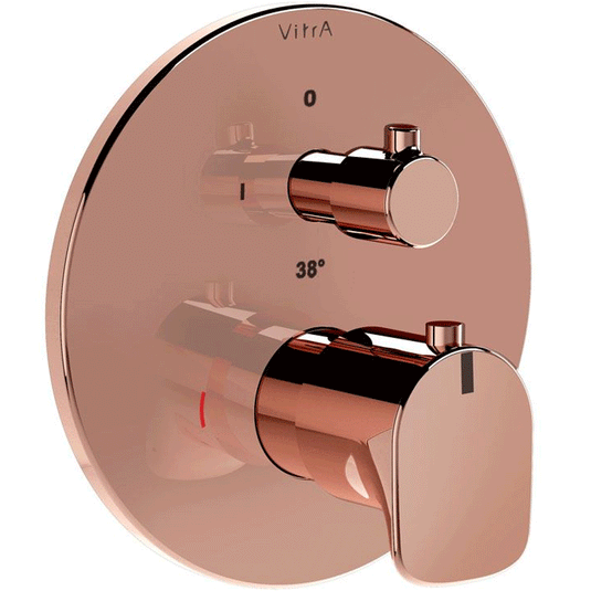 Vitra Root Built-In 1-Outlet Dual Handle Round Thermostatic Concealed Shower Valve - Copper - Envy Bathrooms Ltd