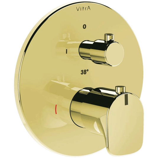 Vitra Root Built-In 1-Outlet Dual Handle Round Thermostatic Concealed Shower Valve - Gold - Envy Bathrooms Ltd