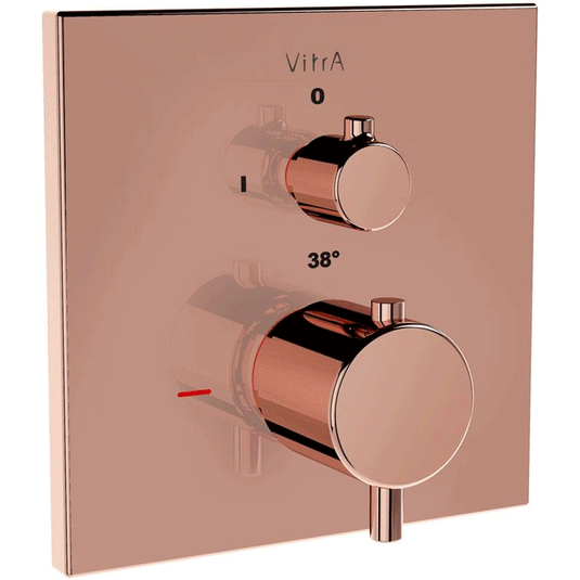 Vitra Root Built-In 1-Outlet Dual Handle Square Thermostatic Concealed Shower Valve - Copper - Envy Bathrooms Ltd