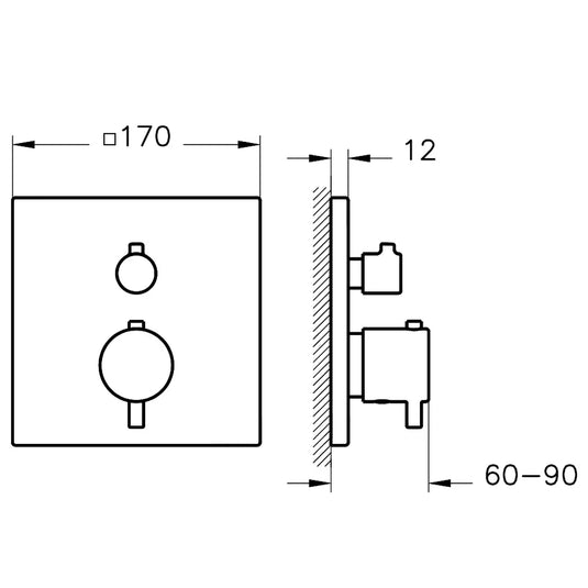 Vitra Root Built-In 2-Outlet Dual Handle Square Thermostatic Concealed Shower Valve - Brushed Nickel - Envy Bathrooms Ltd