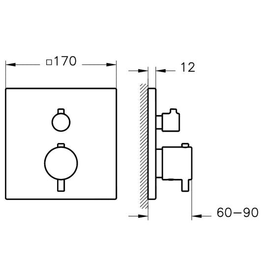 Vitra Root Built-In 2-Outlet Dual Handle Square Thermostatic Concealed Shower Valve - Copper - Envy Bathrooms Ltd