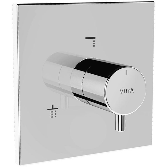 Vitra Root Built-In 3-Outlet Single Handle Square Thermostatic Concealed Shower Valve with Diverter - Chrome - Envy Bathrooms Ltd