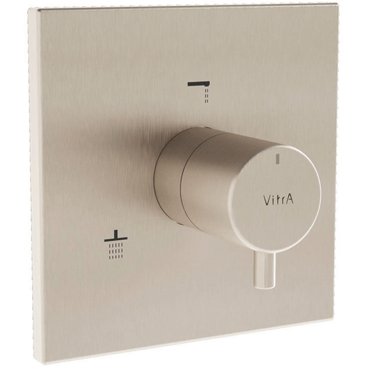 Vitra Root Built-In 3-Outlet Square Thermostatic Concealed Shower Valve with Diverter - Brushed Nickel - Envy Bathrooms Ltd