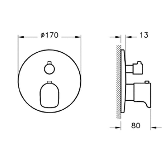 Vitra Root Built-In Round Thermostatic Concealed Shower Valve Dual Handle - Matt Black - Envy Bathrooms Ltd