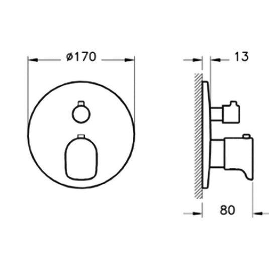 Vitra Root Built-In Round Thermostatic Concealed Shower Valve with 1-Way Diverter and Dual Handle - Matt Black - Envy Bathrooms Ltd