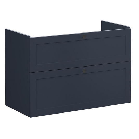 VitrA Root Classic 100cm 2 Drawer Washbasin Unit | Matt Dark Blue | 68487 - Envy Bathrooms Ltd