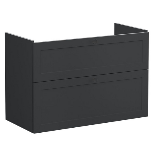 VitrA Root Classic 100cm 2 Drawer Washbasin Unit | Matt Graphite | 68486 - Envy Bathrooms Ltd