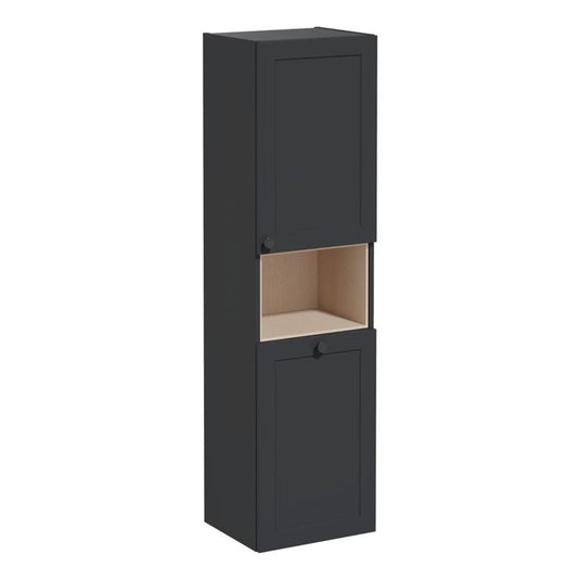 VitrA Root Classic 40cm 2 Door Semi-Tall Unit With Laundry Basket (RH Hinge) | Matt Graphite | 68528 - Envy Bathrooms Ltd
