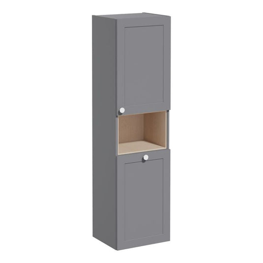 VitrA Root Classic 40cm 2 Door Semi-Tall Unit w/Laundry Basket (RH Hinge) | Matt Grey | 68526 - Envy Bathrooms Ltd