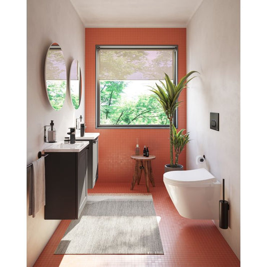 VitrA Root Classic 40cm 1 Door Wall Hung Slim Washbasin Unit (LH Hinge) | Matt Graphite | 68381 - Envy Bathrooms Ltd