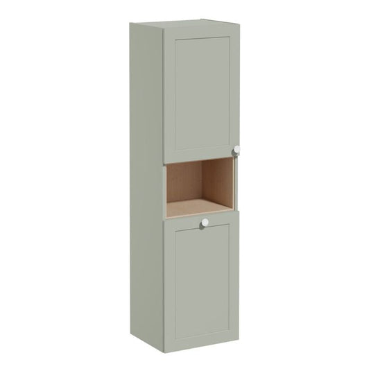VitrA Root Classic 40cm 2 Door Semi-Tall Unit With Laundry Basket (LH Hinge) | Matt Retro Green | 68523 - Envy Bathrooms Ltd