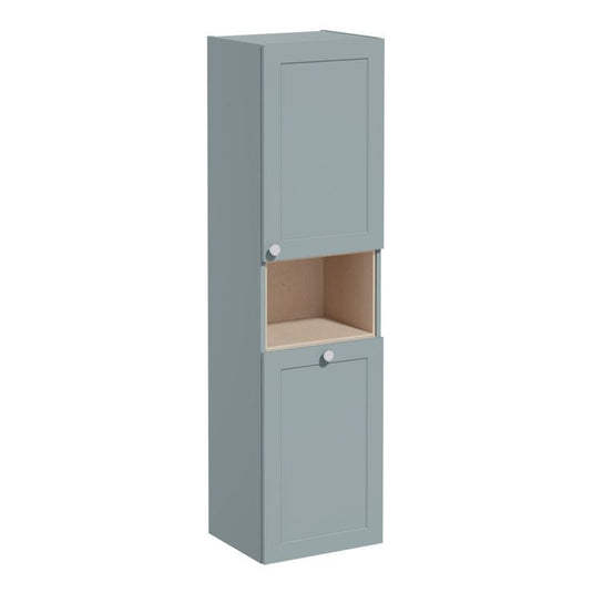 VitrA Root Classic 40cm 2 Door Semi-Tall Unit With Laundry Basket (RH Hinge) | Matt Fjord Green | 68527 - Envy Bathrooms Ltd