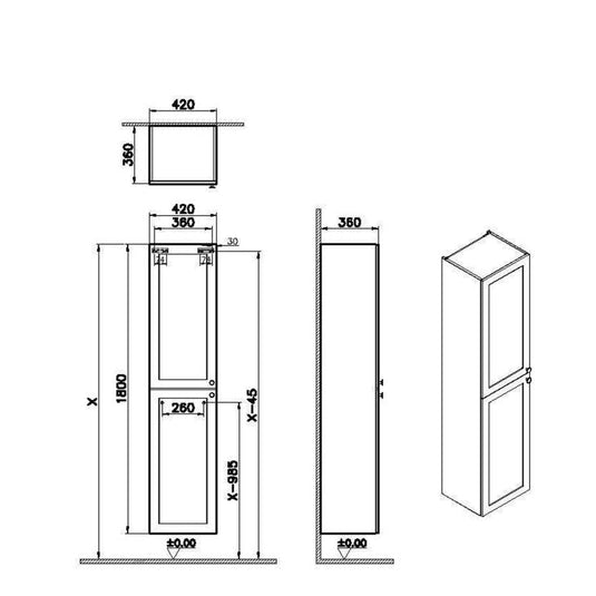 VitrA Root Classic 40cm 2 Door Tall Unit (LH Hinge) | Matt Retro Green | 68516 - Envy Bathrooms Ltd