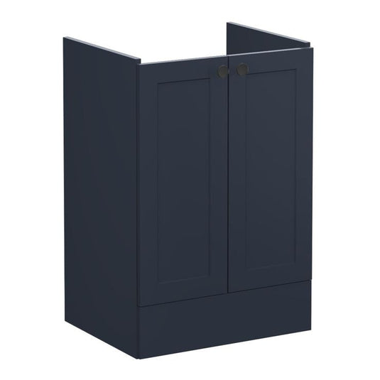 VitrA Root Classic 60cm 2 Door Floor Standing Washbasin Unit | Matt Dark Blue | 68445 - Envy Bathrooms Ltd