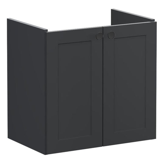 VitrA Root Classic 60cm 2 Door Wall Hung Slim Washbasin Unit | Matt Graphite | 68395 - Envy Bathrooms Ltd