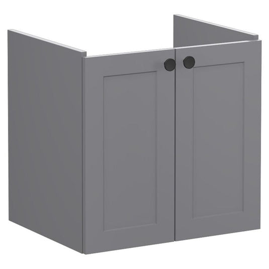 VitrA Root Classic 60cm 2 Door Wall Hung Washbasin Unit | Matt Grey | 68421 - Envy Bathrooms Ltd