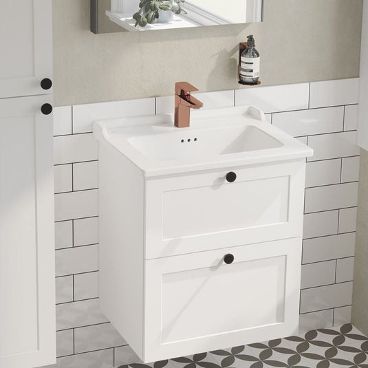 VitrA Root Classic 60cm 2 Drawer Washbasin Unit | Matt White | 68468 - Envy Bathrooms Ltd