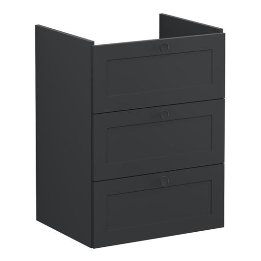 VitrA Root Classic 60cm 3 Drawer Washbasin Unit | Matt Graphite | 68493 - Envy Bathrooms Ltd