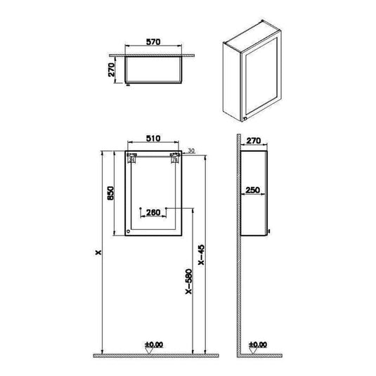 VitrA Root Classic 60cm 1 Door Upper/Wall Unit (RH Hinge) | Matt Fjord Green | 68597 - Envy Bathrooms Ltd