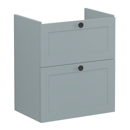 VitrA Root Classic 60cm 2 Drawer Slim Washbasin Unit | Matt Fjord Green | 68408 - Envy Bathrooms Ltd