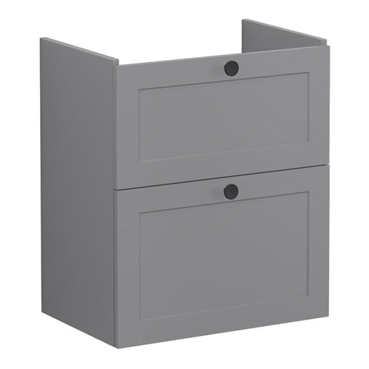VitrA Root Classic 60cm 2 Drawer Slim Washbasin Unit | Matt Grey | 68407 - Envy Bathrooms Ltd