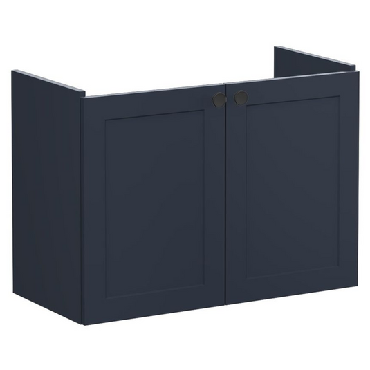 VitrA Root Classic 80cm 2 Door Wall Hung Slim Washbasin Unit | Matt Dark Blue | 68403 - Envy Bathrooms Ltd