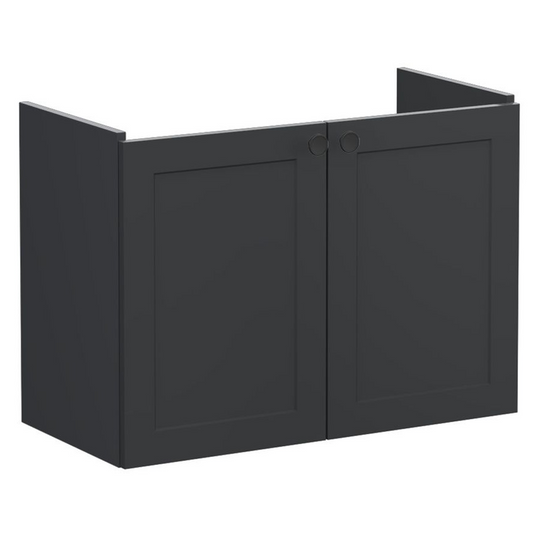 VitrA Root Classic 80cm 2 Door Wall Hung Slim Washbasin Unit | Matt Graphite | 68402 - Envy Bathrooms Ltd