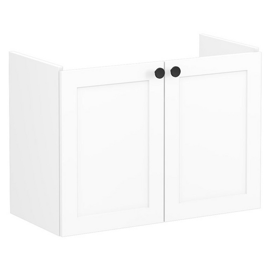 VitrA Root Classic 80cm 2 Door Wall Hung Slim Washbasin Unit | Matt White | 68398 - Envy Bathrooms Ltd