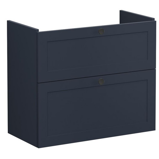 VitrA Root Classic 80cm 2 Drawer Slim Washbasin Unit | Matt Dark Blue | 68417 - Envy Bathrooms Ltd