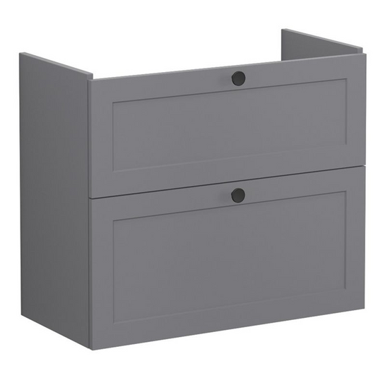 VitrA Root Classic 80cm 2 Drawer Slim Washbasin Unit | Matt Grey | 68414 - Envy Bathrooms Ltd
