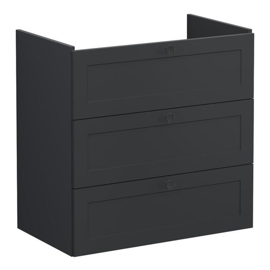 VitrA Root Classic 80cm 3 Drawer Washbasin Unit | Matt Graphite | 68500 - Envy Bathrooms Ltd