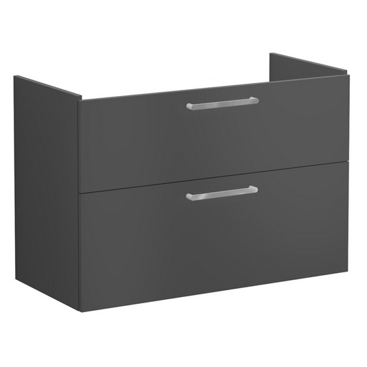 VitrA Root Flat 100cm 2 Drawer Washbasin Unit | Matt Storm Grey | 67967 - Envy Bathrooms Ltd