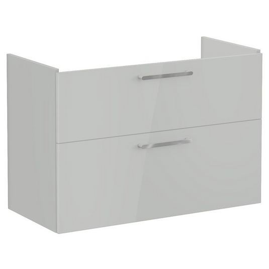 VitrA Root Flat 100cm 2 Drawer Washbasin Unit | Shiny Pearl Grey | 67963 - Envy Bathrooms Ltd