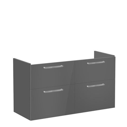 VitrA Root Flat 120cm 4 Drawer Washbasin Unit | Anthracite High Gloss | 67994 - Envy Bathrooms Ltd
